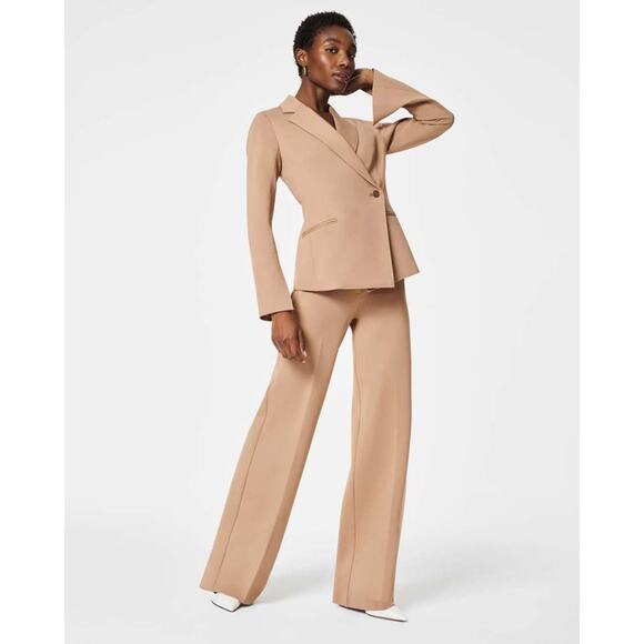 Spanx Perfect Asymmetrical Tailored Blazer In Toffee  Women’s Size Large New - Picture 2 of 9